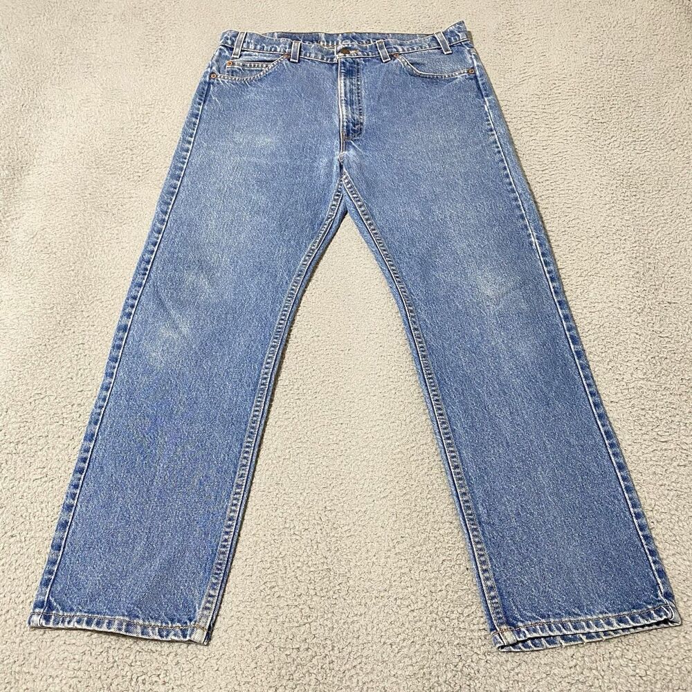 Vintage Levis 505 Jeans Men 34x29 Blue Orange Tab Regular Straight Leg Tag 36x30